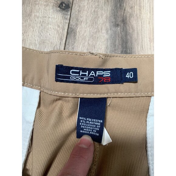 Chaps Golf 78 Men’s 40 Golf Shorts Tan Flat Front 9" Inseam Poly Blend - Picture 2 of 4